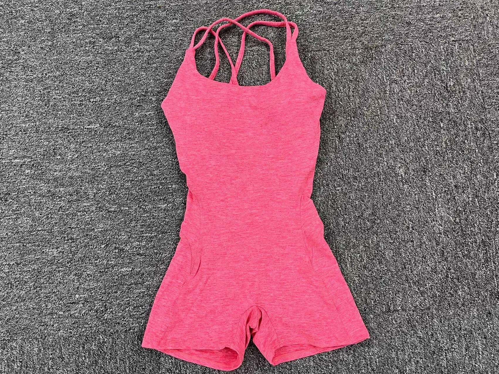 New Ruched Scrunch Butt Yoga Jumpsuit Quick-Dry Training Dance One-Piece