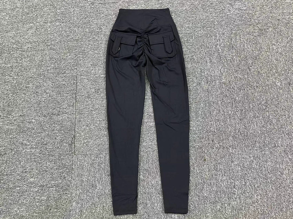 High-Waist Cargo Yoga Leggings | Peach-Lift Stretch Pocket Running Fitness Pants