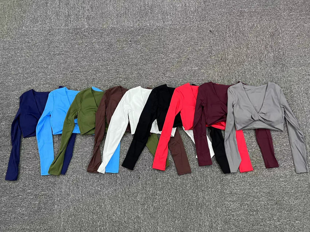 Twist-Knot Long Sleeve Yoga Top for Women | Built-In Bra | Stretchy Gym & Yoga Activewear