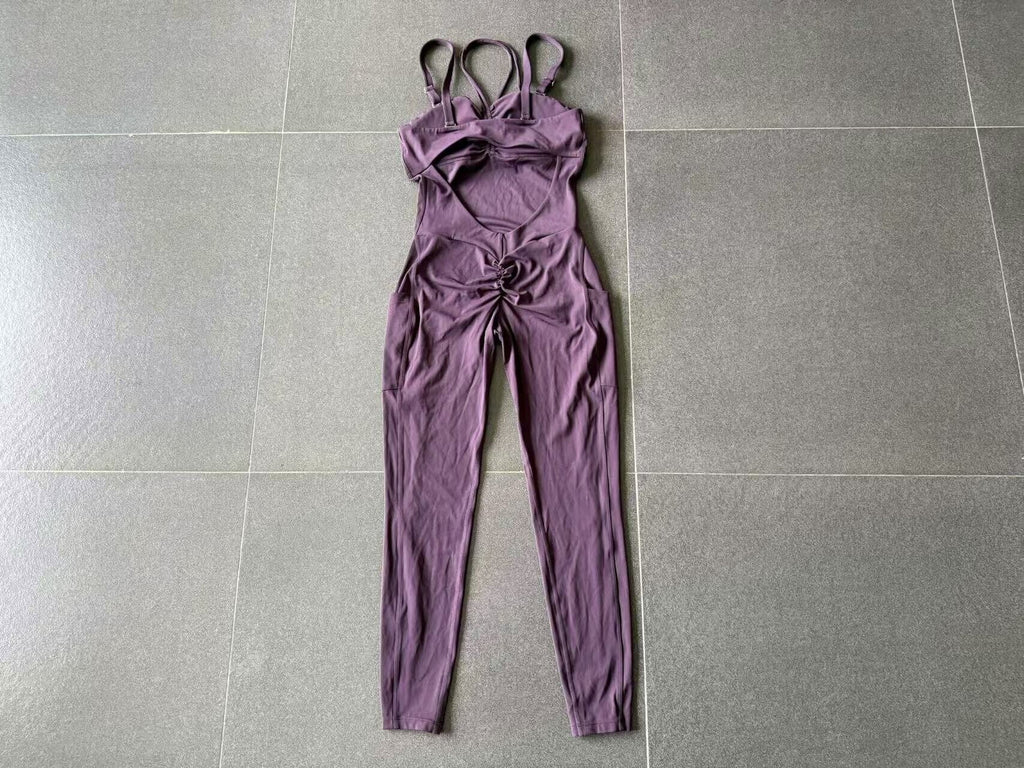 Multi-Way Wear Running Fitness Jumpsuit Side Pocket Yoga One-Piece