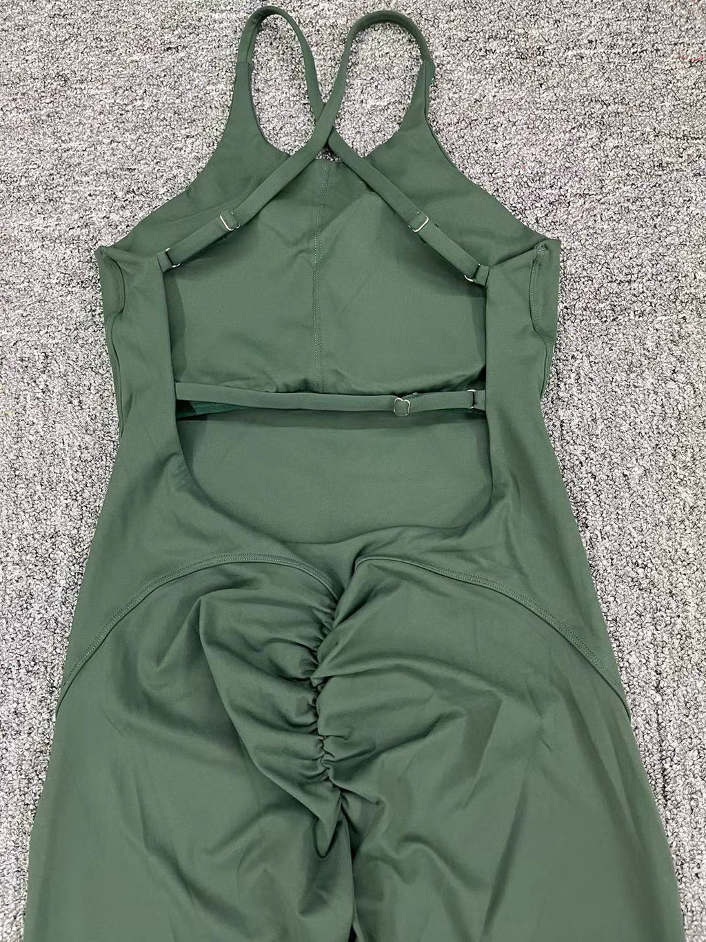 Adjustable Strap Backless Scrunch Butt Yoga Jumpsuit Slight Flare Fitness Wear