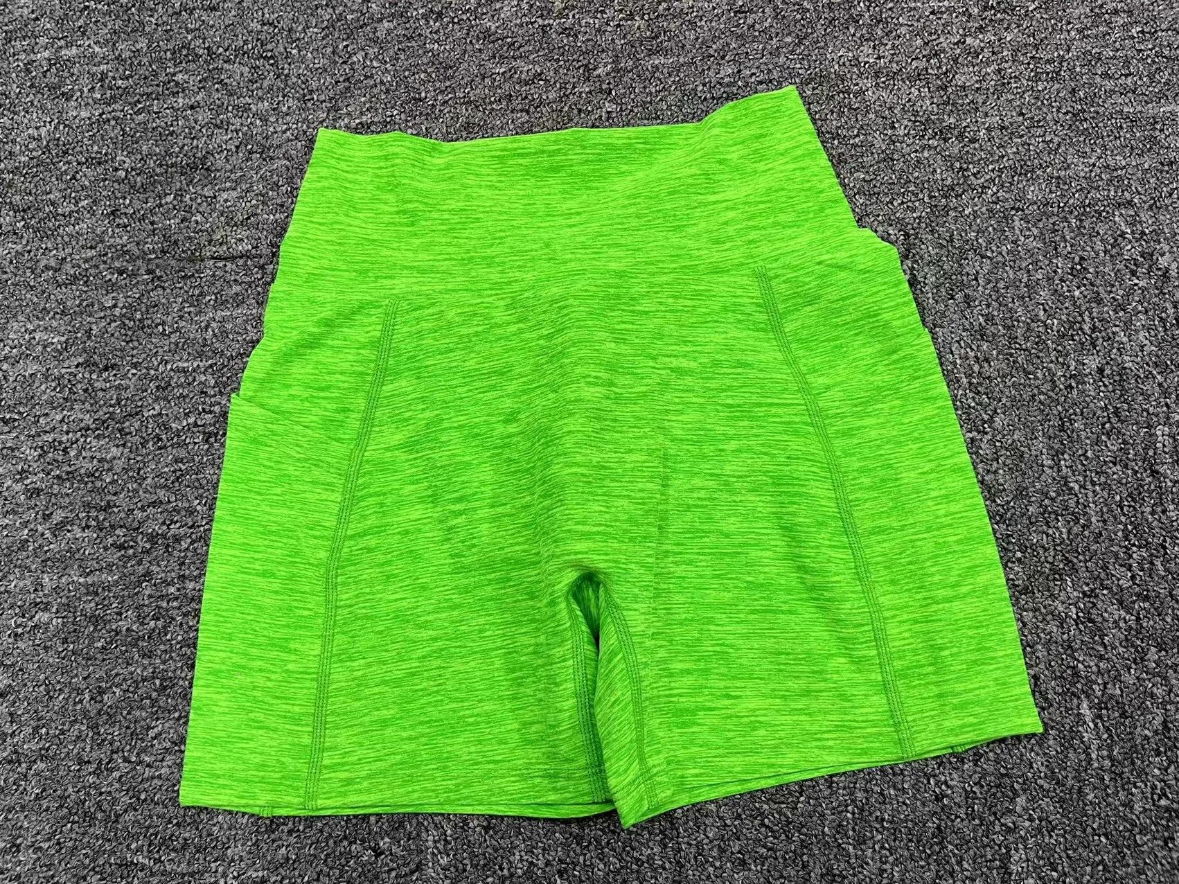 Scrunch Butt High-Waist Yoga Shorts Stretch Side Pocket Running Fitness Shorts