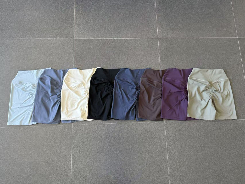 Invisible Ruched High-Waist Yoga Shorts Lifting Tight Running Fitness Shorts