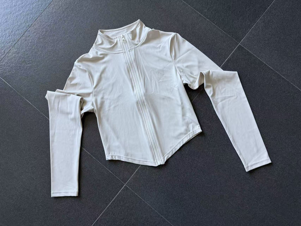 High Neck Zip Front Long Sleeve Yoga Jacket | Tight Fit Quick-Dry Activewear