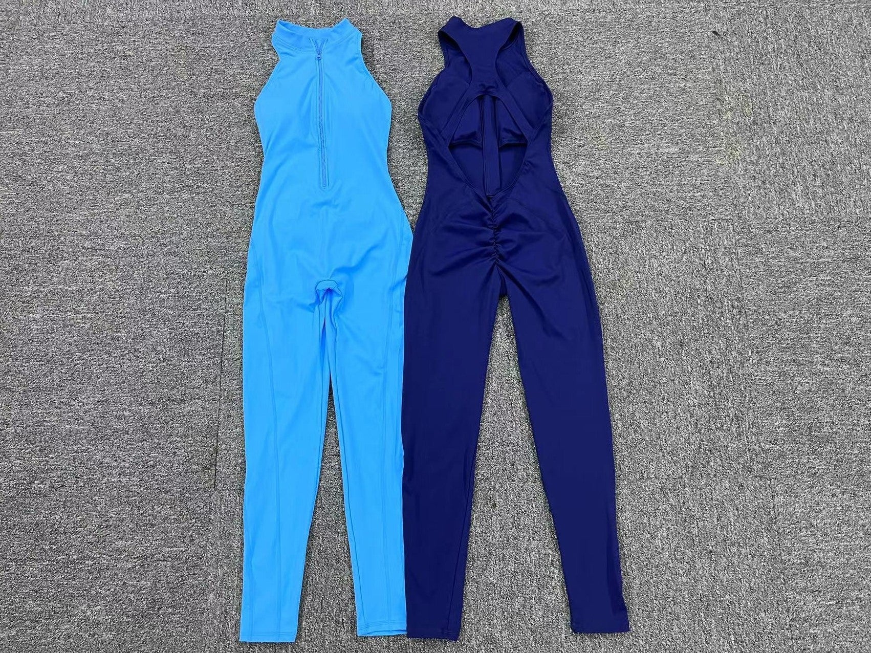 One-Piece Zipper Yoga Jumpsuit Back Cutout Running Fitness Bodysuit