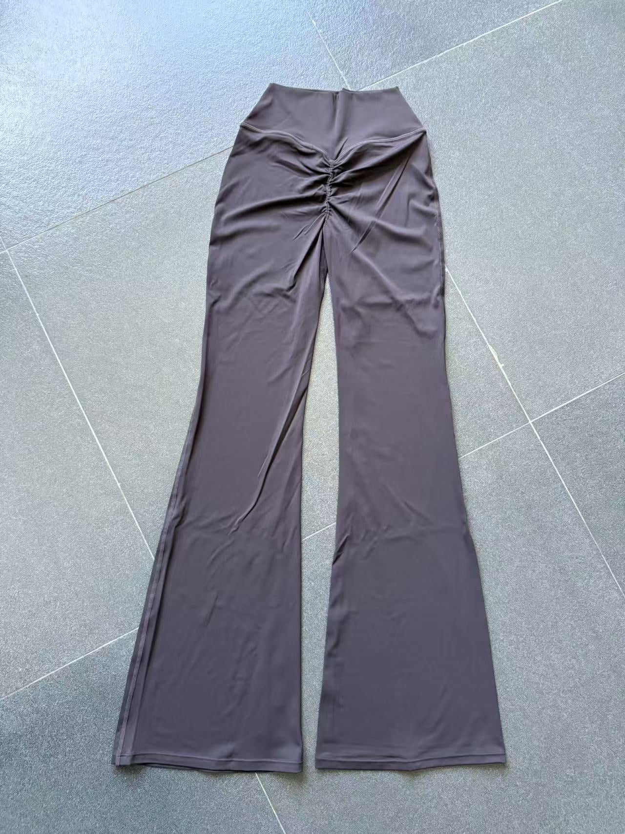 Invisible Ruched Yoga Flare Pants | High-Waist Booty-Lift Wide-Leg Fitness Trousers