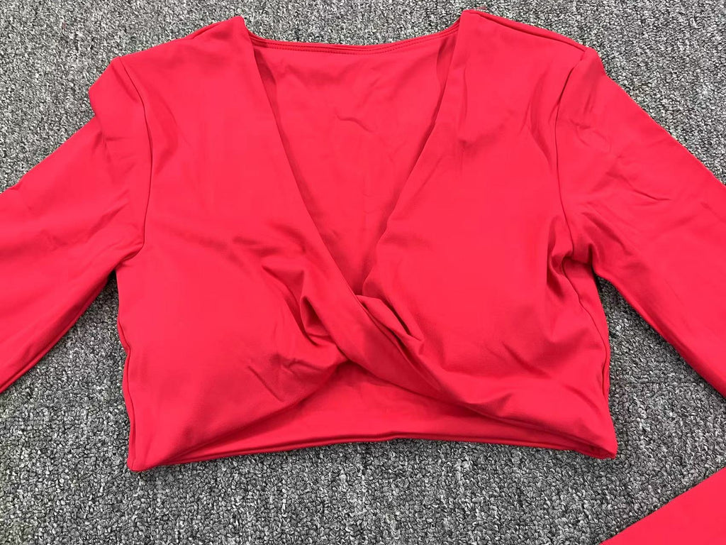 Twist-Knot Long Sleeve Yoga Top for Women | Built-In Bra | Stretchy Gym & Yoga Activewear