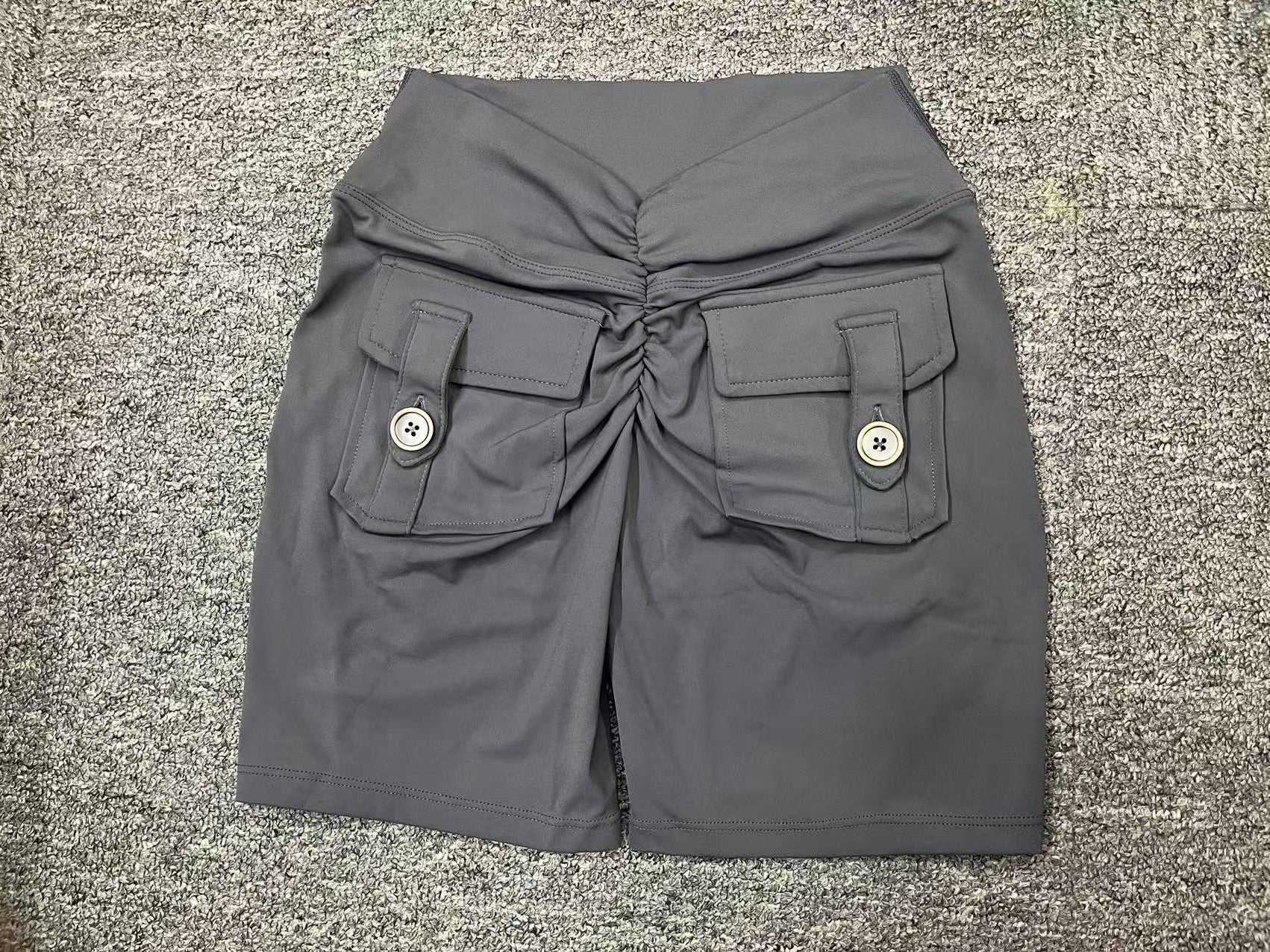 Back V Cargo Pocket Ruched Scrunch Butt Yoga Shorts Tight Fitness Shorts