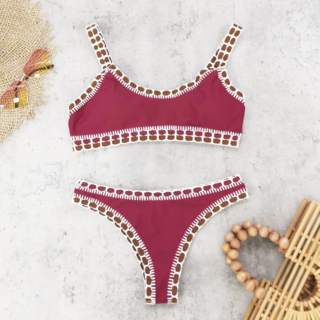 2026 Solid Color Ruffle Slip-On Bikini | Sexy Women Two-Piece Swimwear