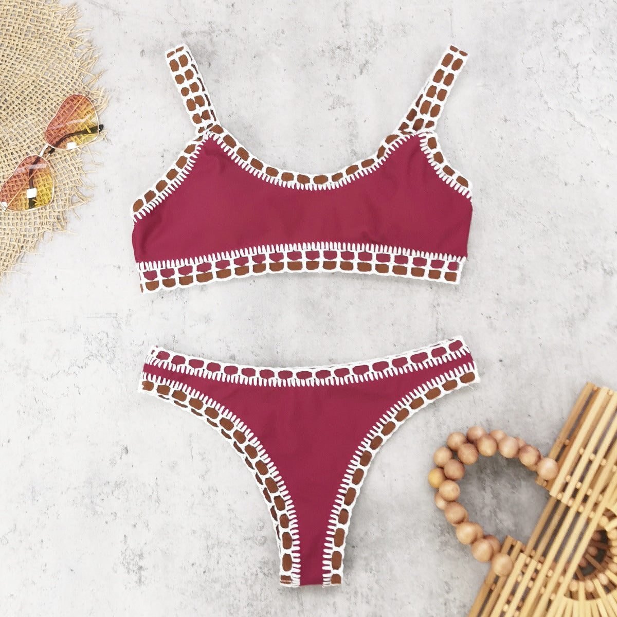 2026 Solid Color Ruffle Slip-On Bikini | Sexy Women Two-Piece Swimwear