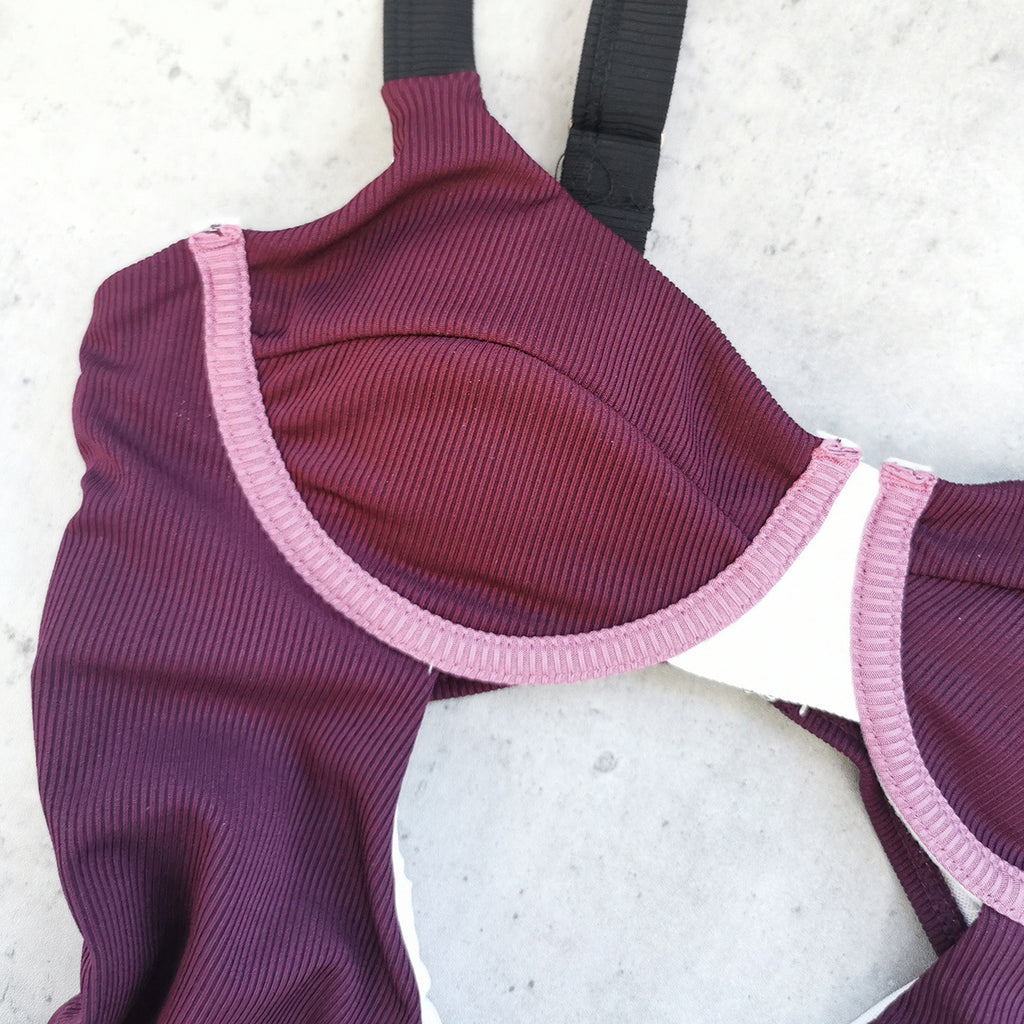 2026 Ribbed Solid Color One-Piece Swimsuit | Sexy Slip-On Integrated Swimwear