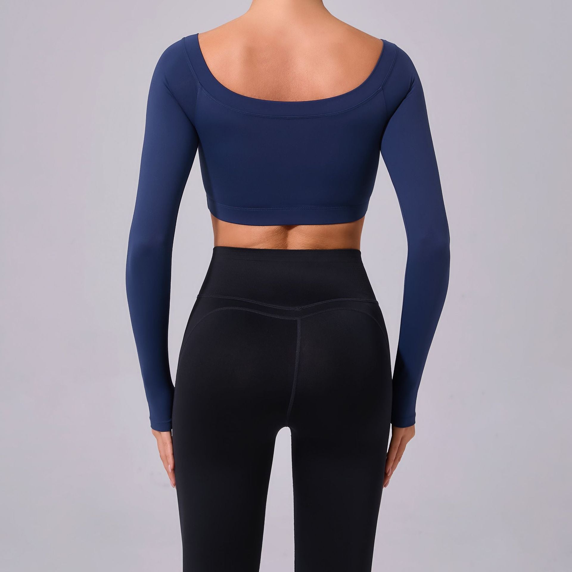Off-Shoulder Long Sleeve Yoga Top | Brushed Slim Fit Running & Workout Wear