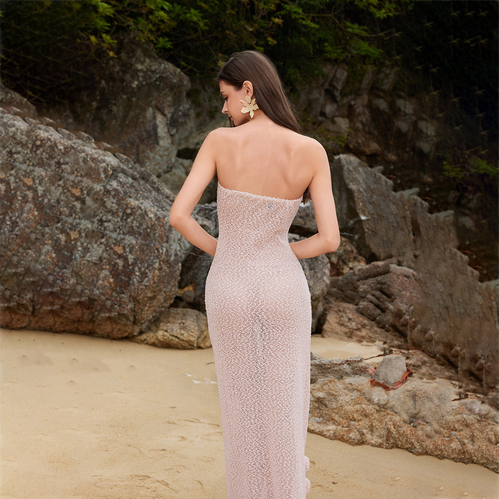2026 Summer Sexy Sequin Knitted Beach Cover Up Bikini Swimsuit Midi Skirt For Women