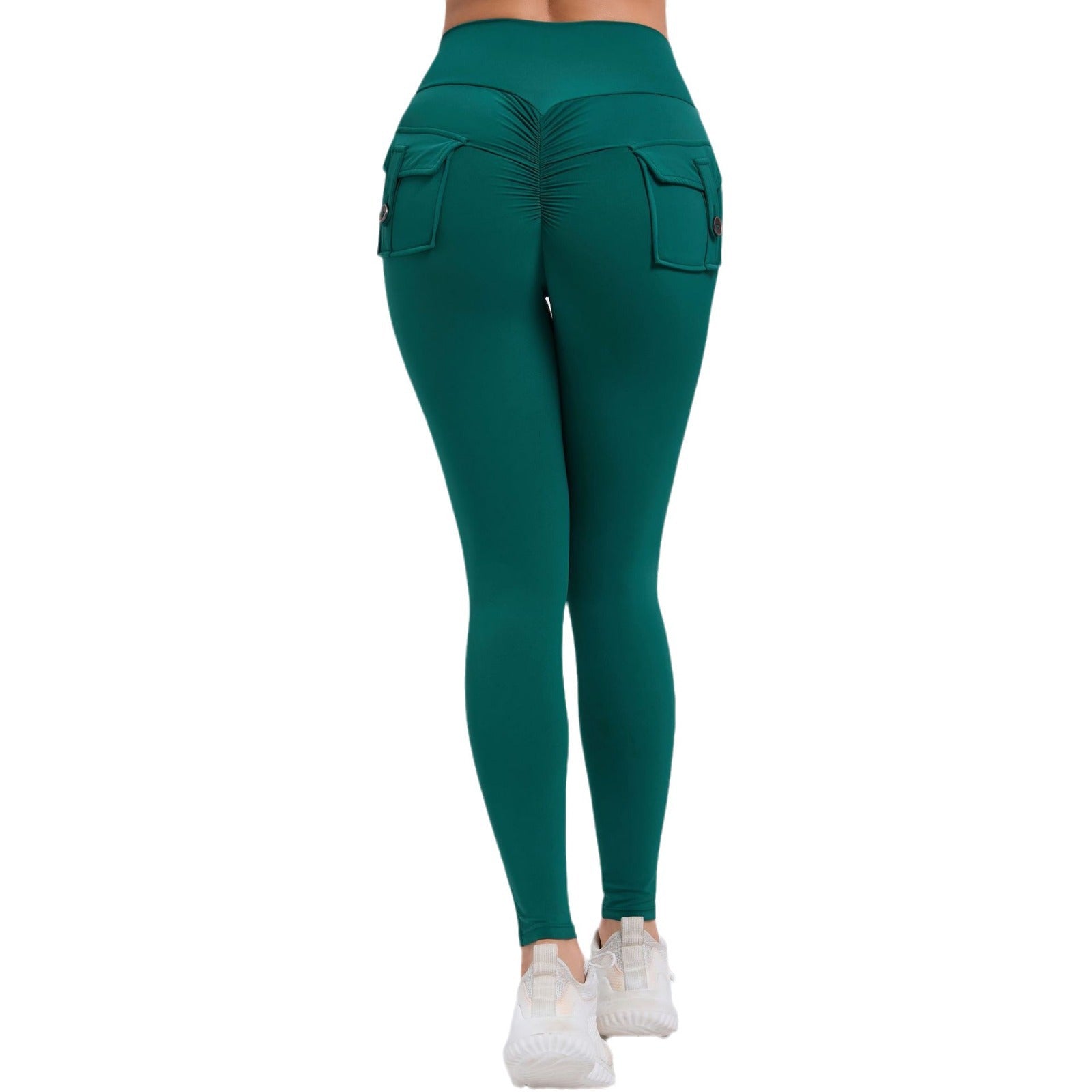 High-Waist Cargo Yoga Leggings | Peach-Lift Stretch Pocket Running Fitness Pants