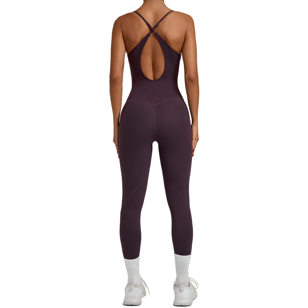 Cross Adjustable Strap Lifting Tight Yoga Jumpsuit Running Fitness Bodysuit
