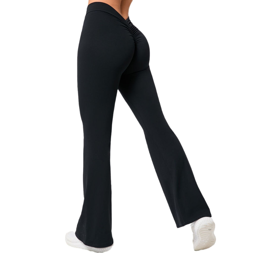 Peach-Lift V-Waist Yoga Flare Pants | High-Waist Quick-Dry Wide-Leg Fitness Trousers