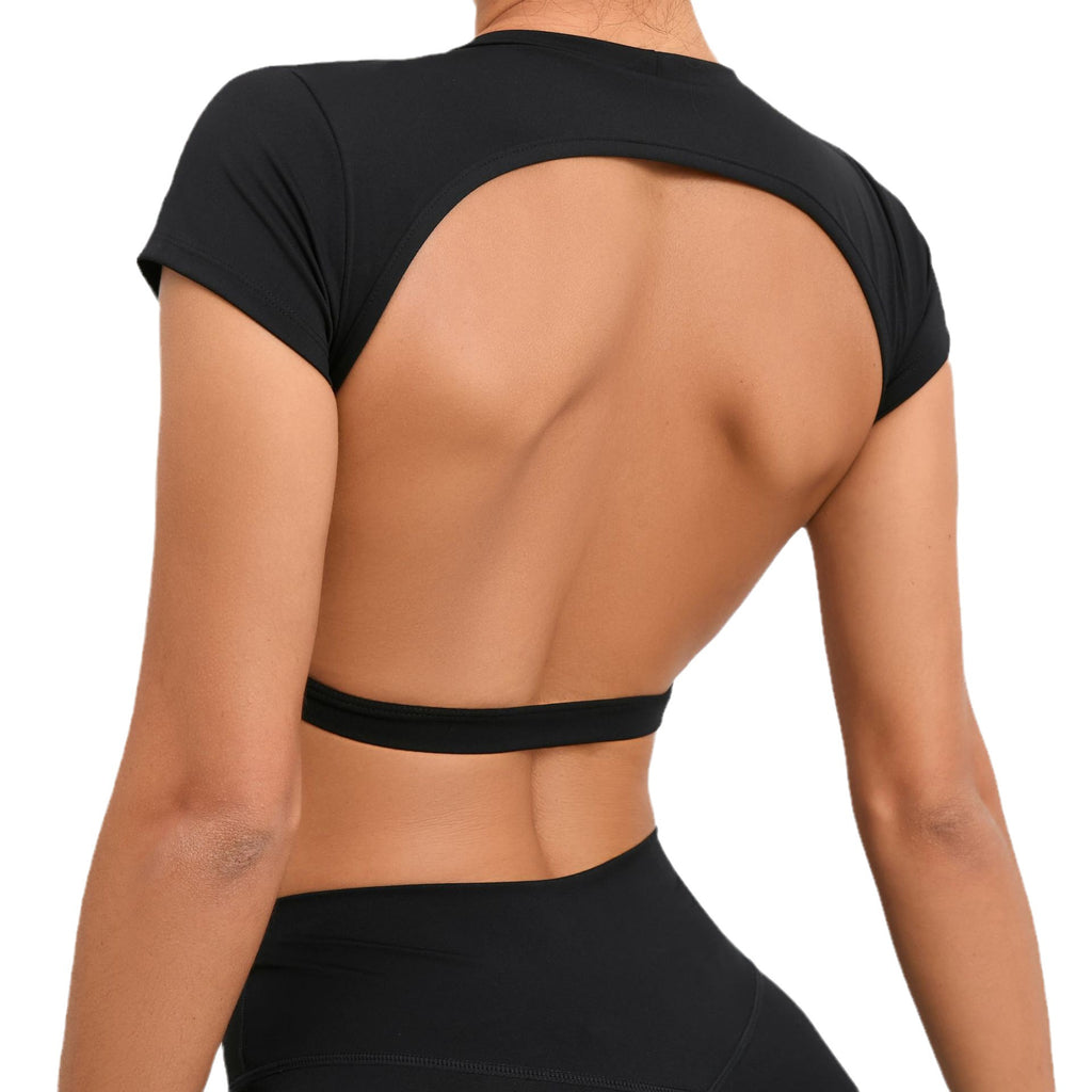 Bare-Feel No-Bra Yoga Top｜Back-Enhancing Tight Quick-Dry Active Tee for Yoga & Running
