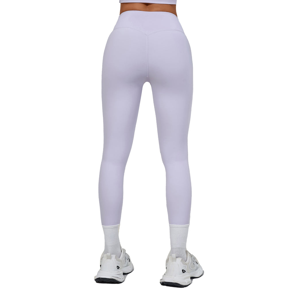 High-Waist Invisible Ruched Yoga Leggings | Color Block Naked-Feel Fitness Pants