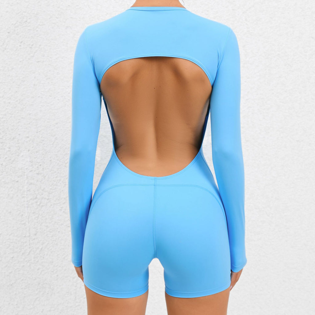 Pad-Free Backless Yoga Jumpsuit High Stretch Sculpting Fitness One-Piece
