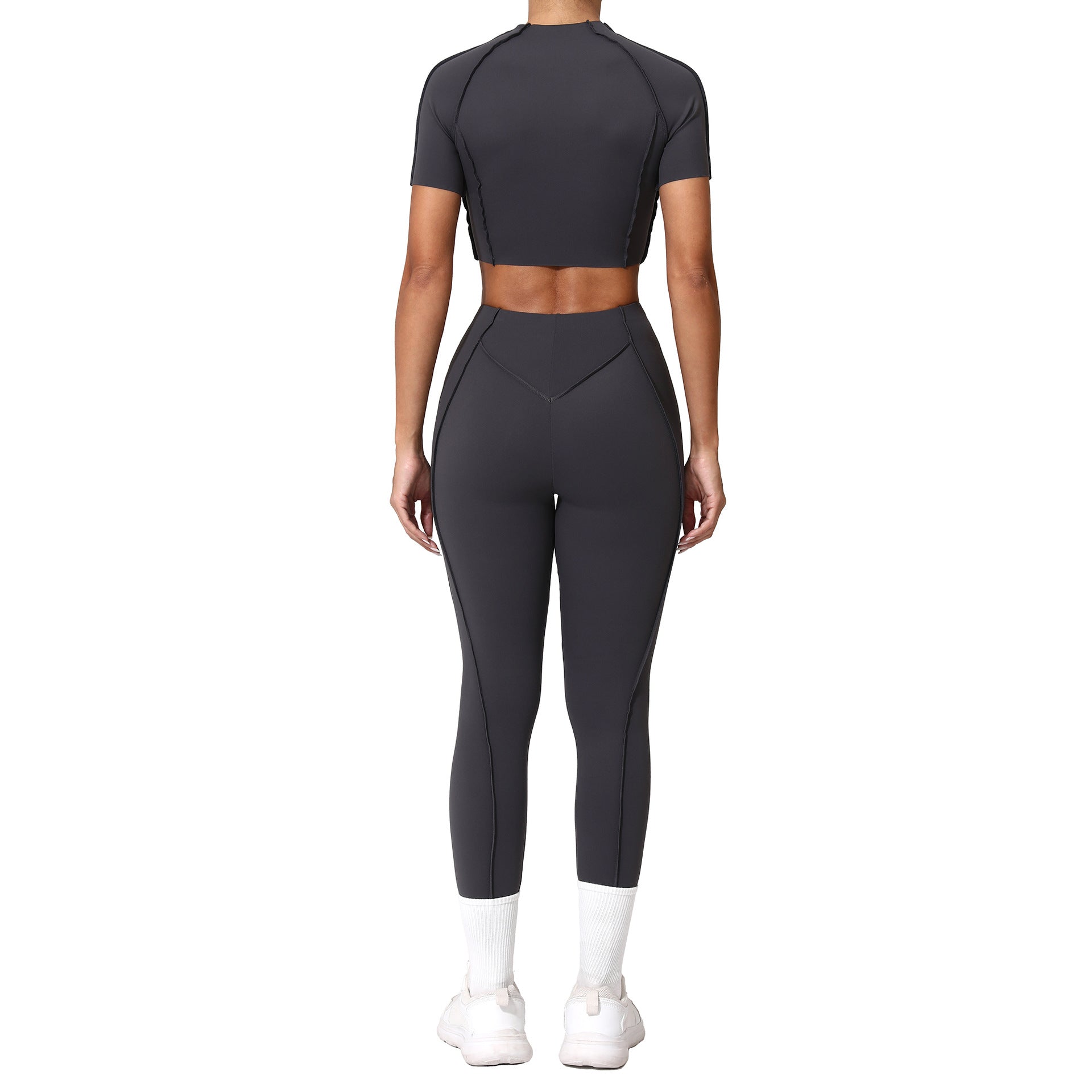 3D Patchwork Yoga Set | Quick-Dry Slim Fit Short Sleeve Running Set