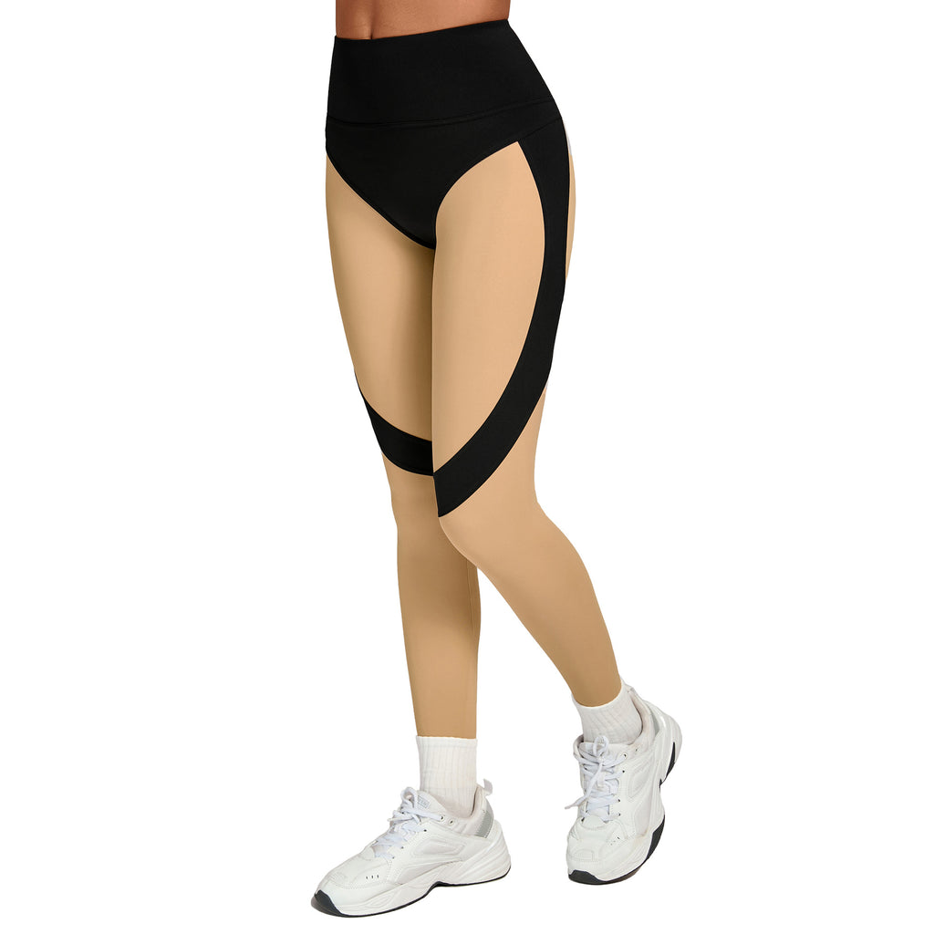 High-Waist Patchwork Yoga Leggings | Slim Fit Quick-Dry Running Fitness Pants
