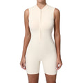 Women's Dance Fitness Zipper Sleeveless Yoga Jumpsuit Summer Activewear