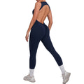 Backless Sleeveless Scrunch Butt Yoga Jumpsuit Removable Pads Fitness Wear
