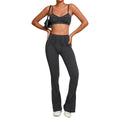 Brushed Sports Bra & Pants Yoga Set | 3D Patchwork Running Fitness Two-Piece