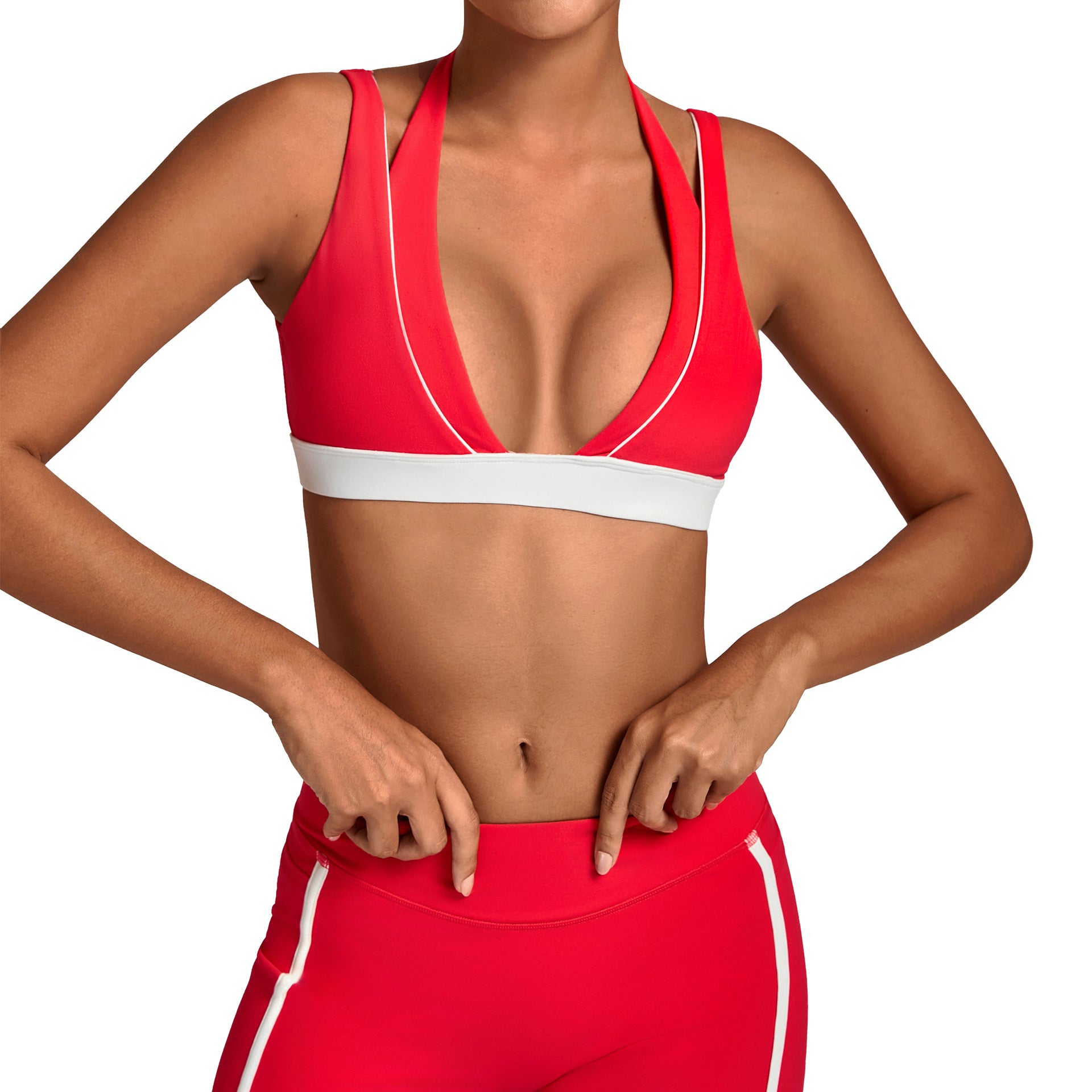 Color Block Patchwork Halter Yoga Bra | Cross Back Slim Fit Running & Fitness Sportswear