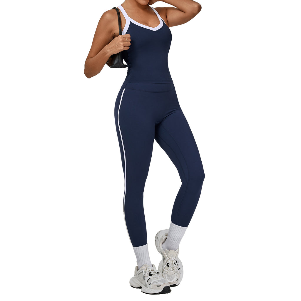 Contrast Trim Yoga Set for Women | Second-Skin Compression Fitness Outfit 3230+4601