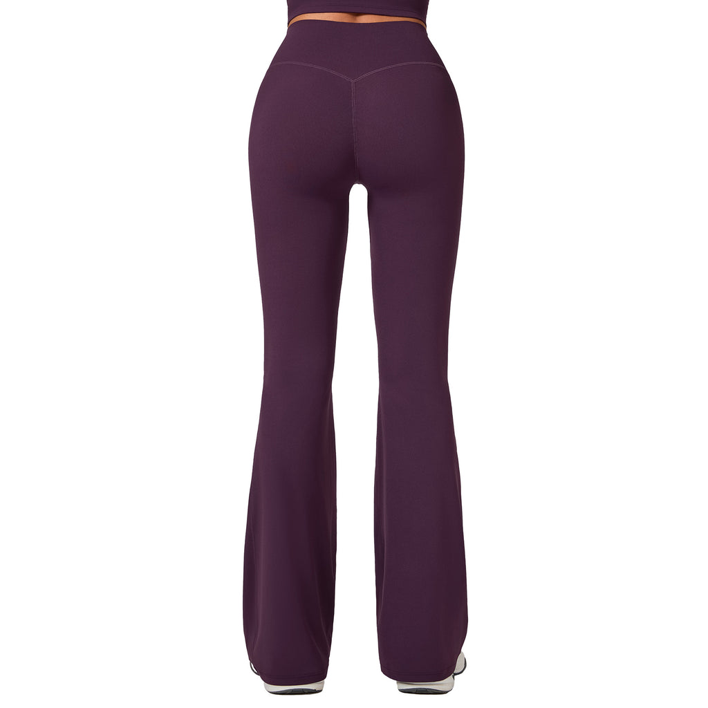 Invisible Ruched Yoga Flare Pants | High-Waist Booty-Lift Wide-Leg Fitness Trousers