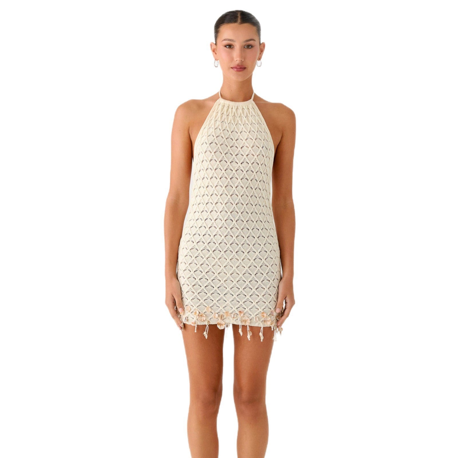 2026 Summer Sexy Solid Color Hollow Out Knitted Beach Dress Beach Cover Up