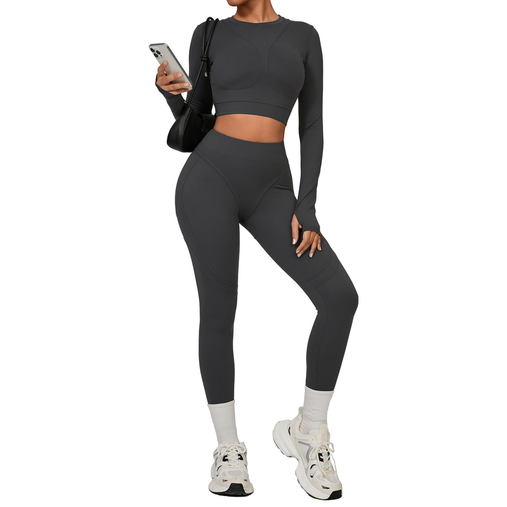 Brushed Compression Quick-Dry Yoga Set | Winter Outdoor Running Outfit