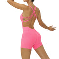 Adjustable Cross Back Cutout Yoga Jumpsuit Scrunch Butt Fitness One-Piece