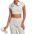 Backless Running Yoga Top｜Double-Stitched Tight Fit No-Bra Short Sleeve Activewear for Women
