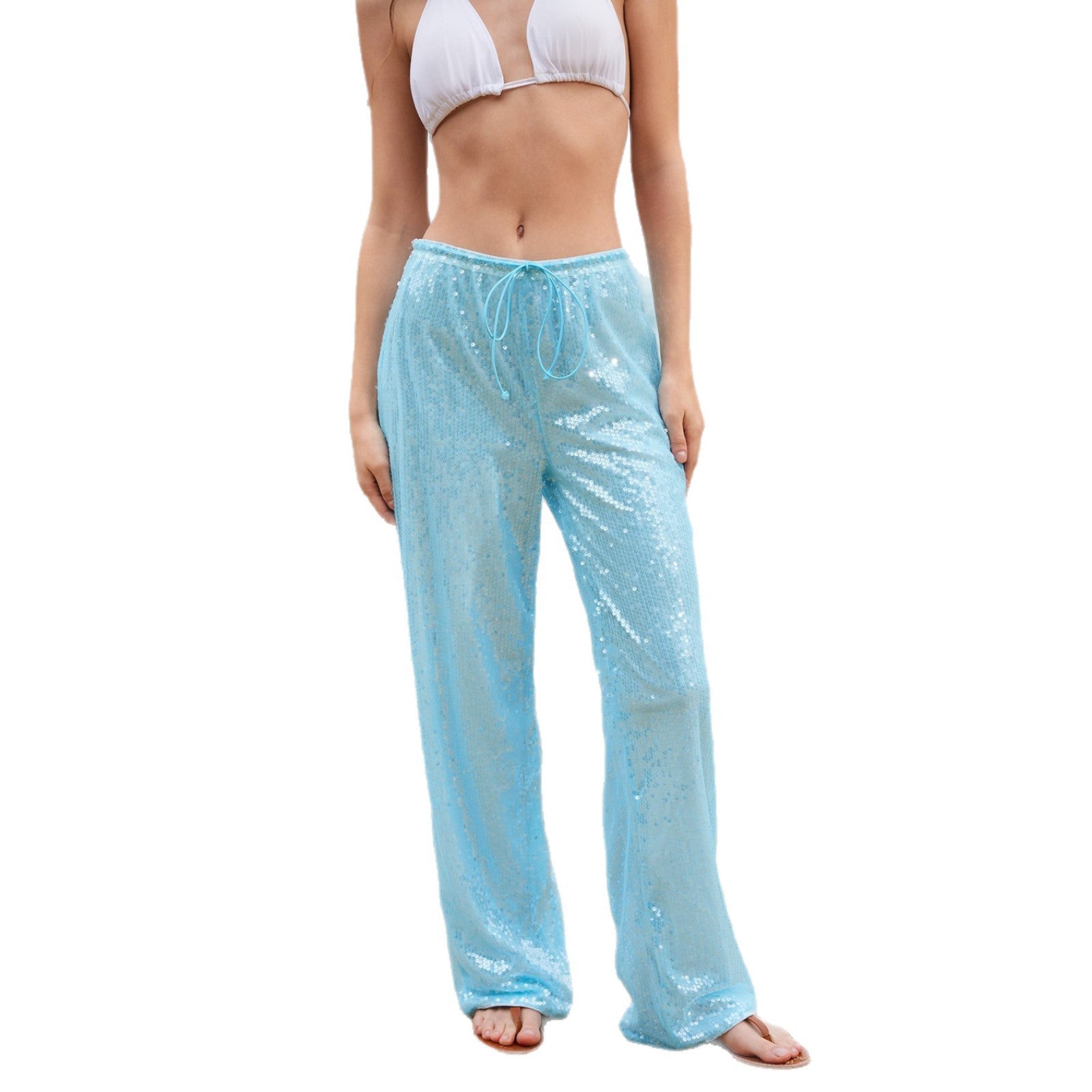 2026 Summer Sexy Sequin Knitted Beach Cover Up Bikini Swimsuit Beach Pants For Women