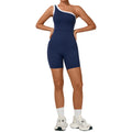 Color Block One-Shoulder Yoga Jumpsuit Scrunch Butt Gym Bodysuit