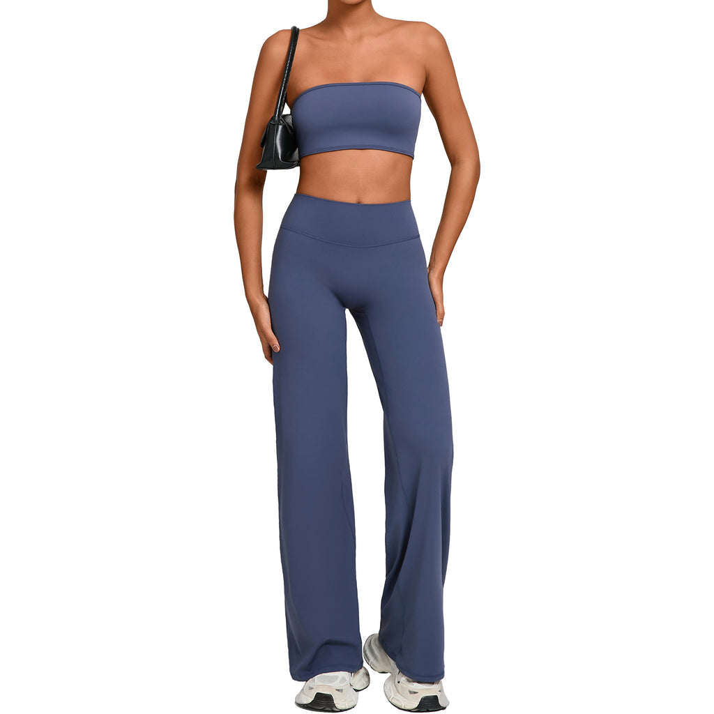 Second-Skin Bandeau Cross Back Yoga Set | Outdoor Running Fitness Two-Piece