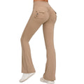 Buttoned Peach-Lift Yoga Flare Pants | High-Waist Quick-Dry Fitness Bell Bottoms for Women