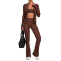 Zip-Up Brushed Yoga Set | Casual Running Fitness Tight Three-Piece Outfit