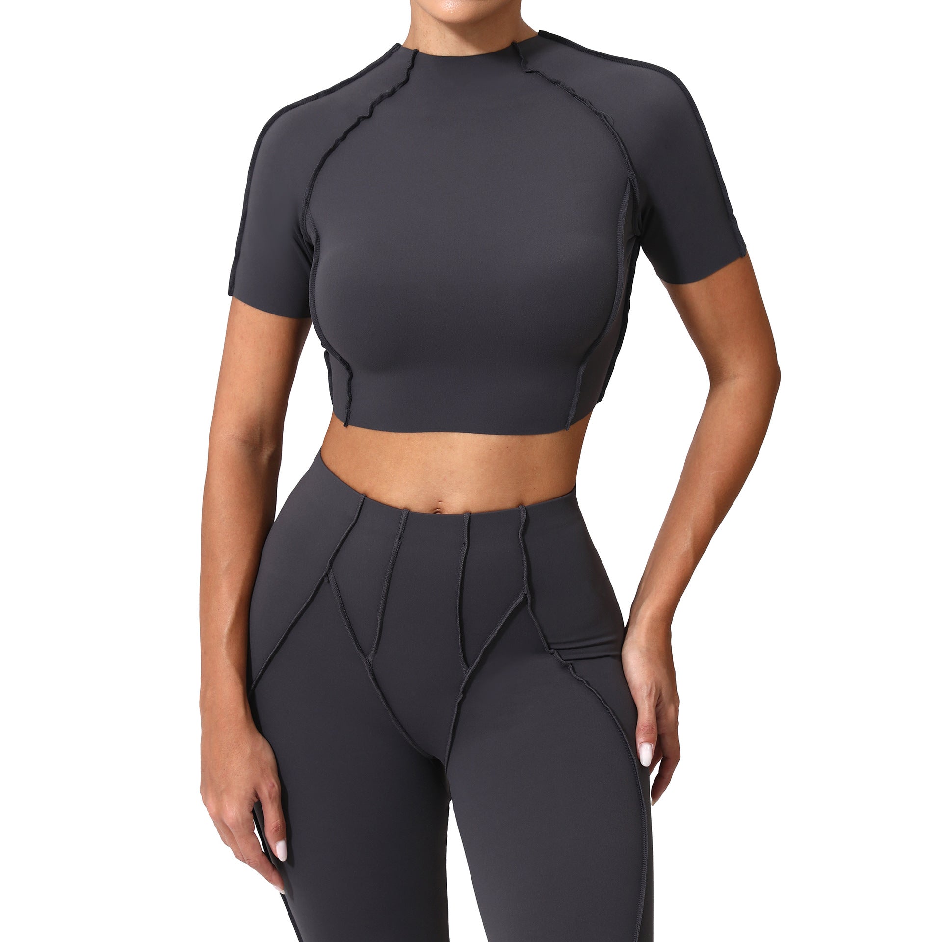3D Seam Sculpting Yoga Tee｜Slim-Fit No-Bra High-Stretch Lightweight Fitness Top