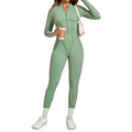3D Panel Half-Zip Long Sleeve Yoga Jumpsuit Backless Tight Fitness One-Piece