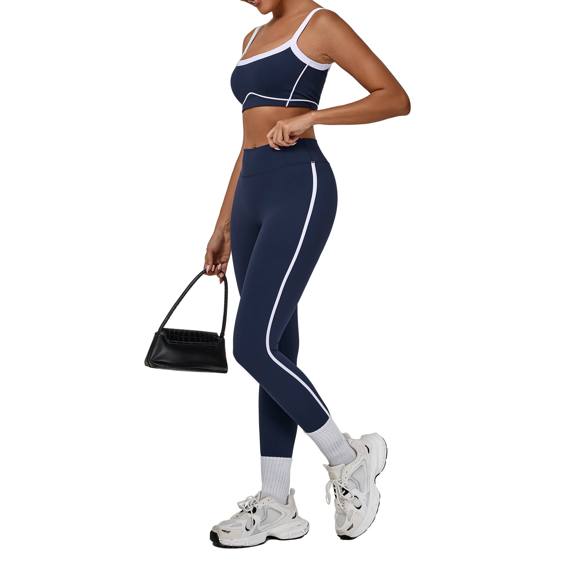 Color Block Patchwork Yoga Set | Slimming Outdoor Running Fitness Two-Piece