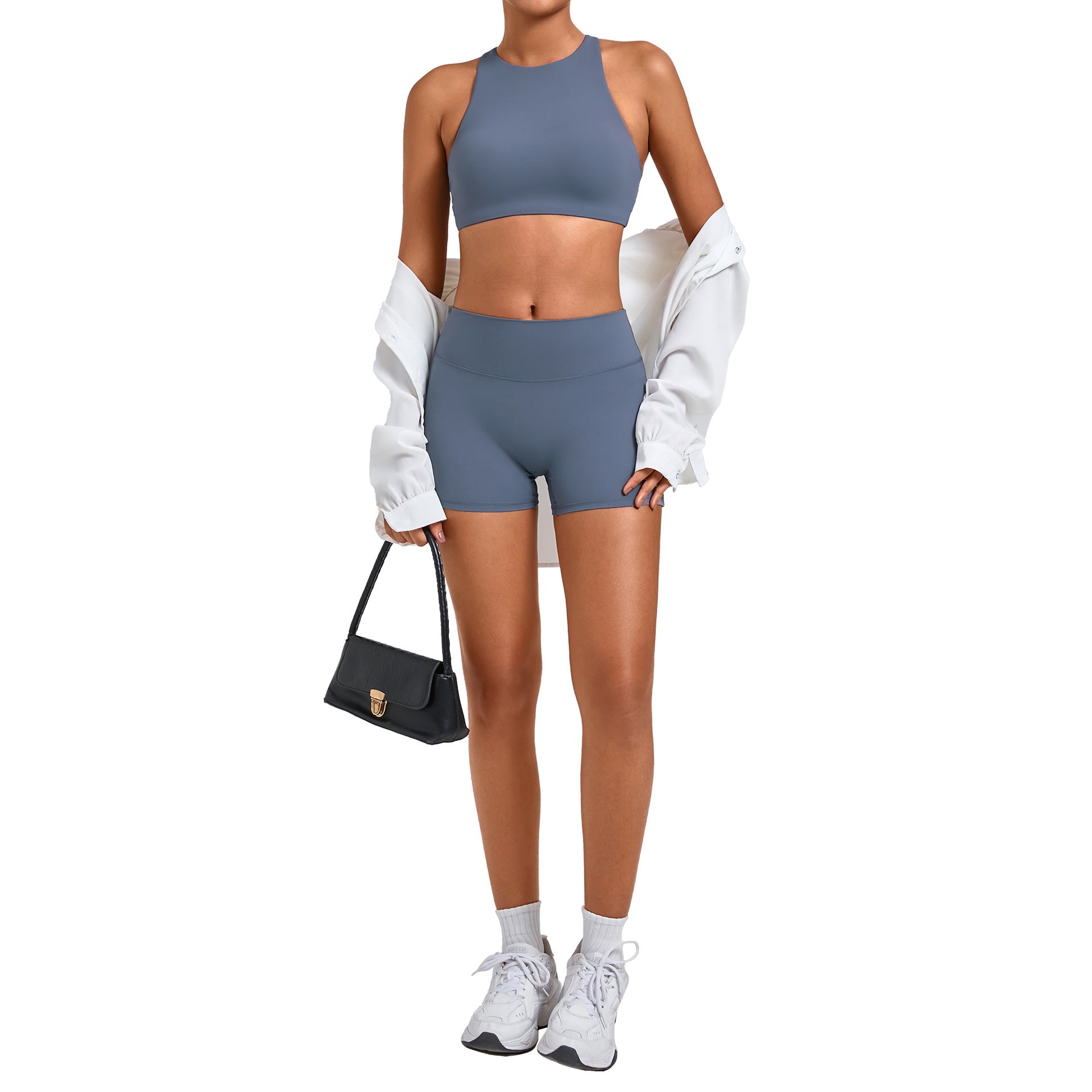 Cross Back Yoga Set with Removable Pads | Slim Fit Quick-Dry Shorts Two-Piece