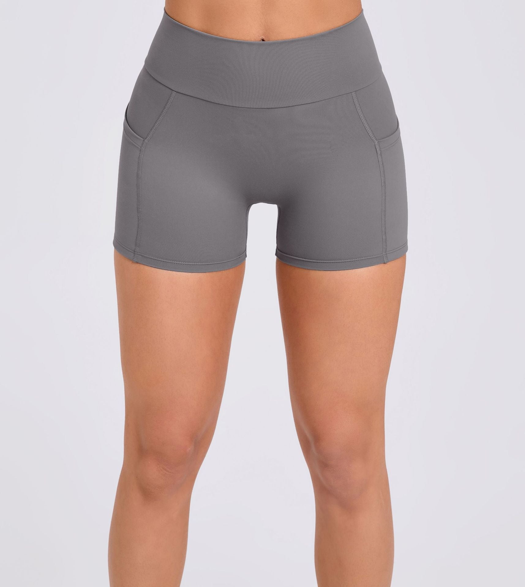 Custom High-Waist Yoga Shorts Side Pockets Back V Waist Scrunch Butt Fitness Shorts