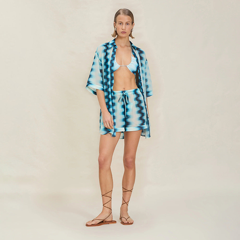 2026 Summer Sexy Solid Color High Waist Tie Up Knitted Beach Cover Up Bikini Swimsuit Beach Top