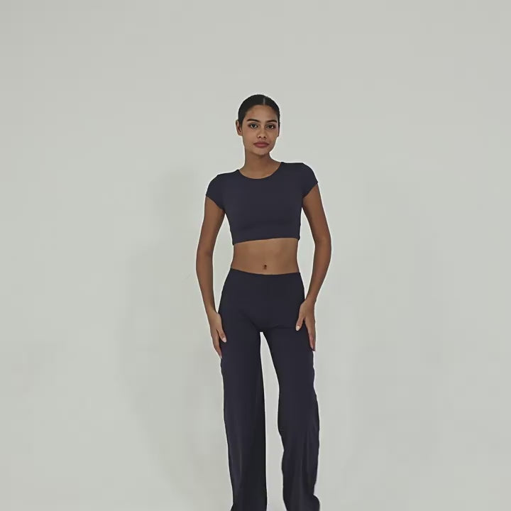 Backless Slim Fit Yoga Set | Quick-Dry Straight-Leg Pants Running & Training Two-Piece