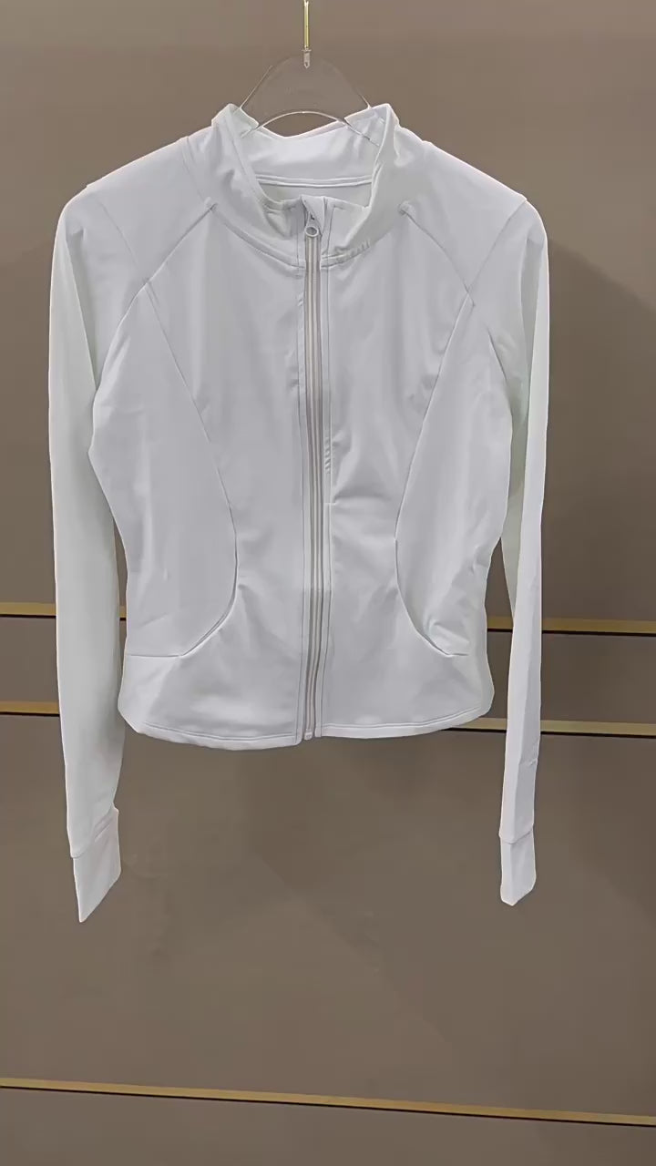 Outdoor Running Yoga Jacket for Women | Zip-Up High Neck Quick-Dry Long Sleeve Top