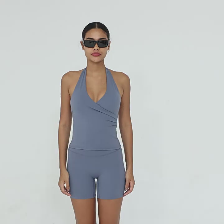 Halter Neck V-Neck Yoga Set | Push-Up Sports Bra & Booty-Lift Running Two-Piece