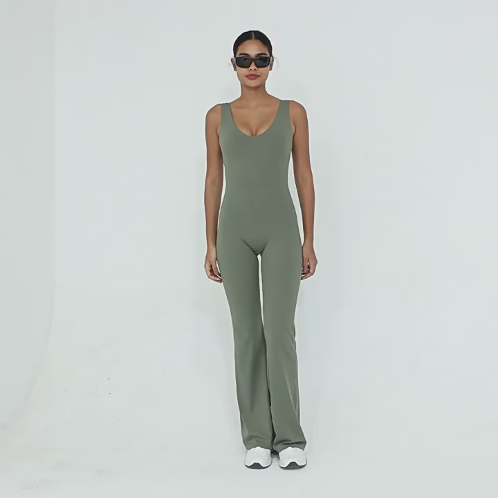 Flared Yoga Jumpsuit One-Piece Tight Wide-Leg Running Fitness Wear